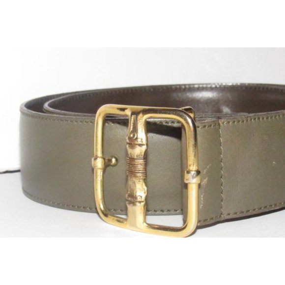 GUCCI Grey Embossed Leather w Gold Bamboo Buckle main image 11
